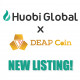 DEAPcoin to Be Listed on Huobi Global, One of the Largest Crypto Asset Exchanges