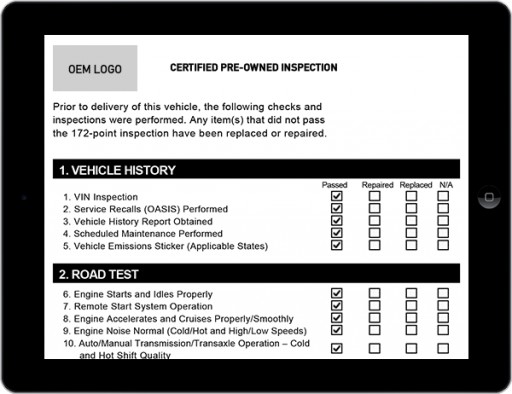 Multiple OEM CPO Checklists Added to InspectionNotes and ReconMonitor Mobile Apps Online Library