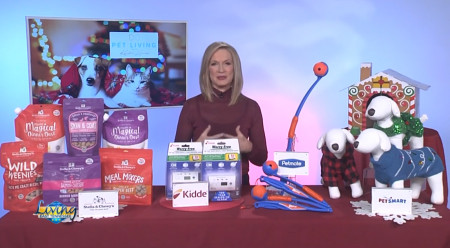 Kristen Levine with Holiday Gifts for Pets