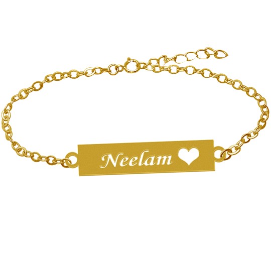 Heart Gold Name Bracelet