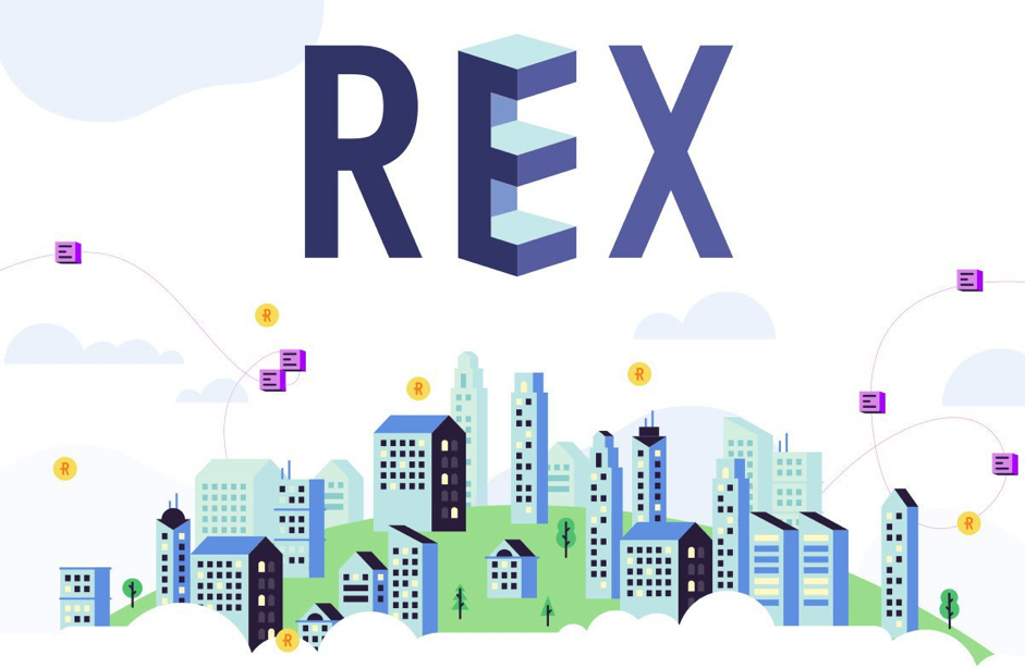 Blockchain real estate. Rex platform logo. Rex platform наклейка.