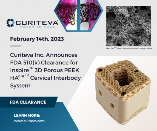Curiteva Inc. Announces FDA 510(k) Clearance for Inspire 3D Porous PEEK HAFUSE Cervical Interbody System