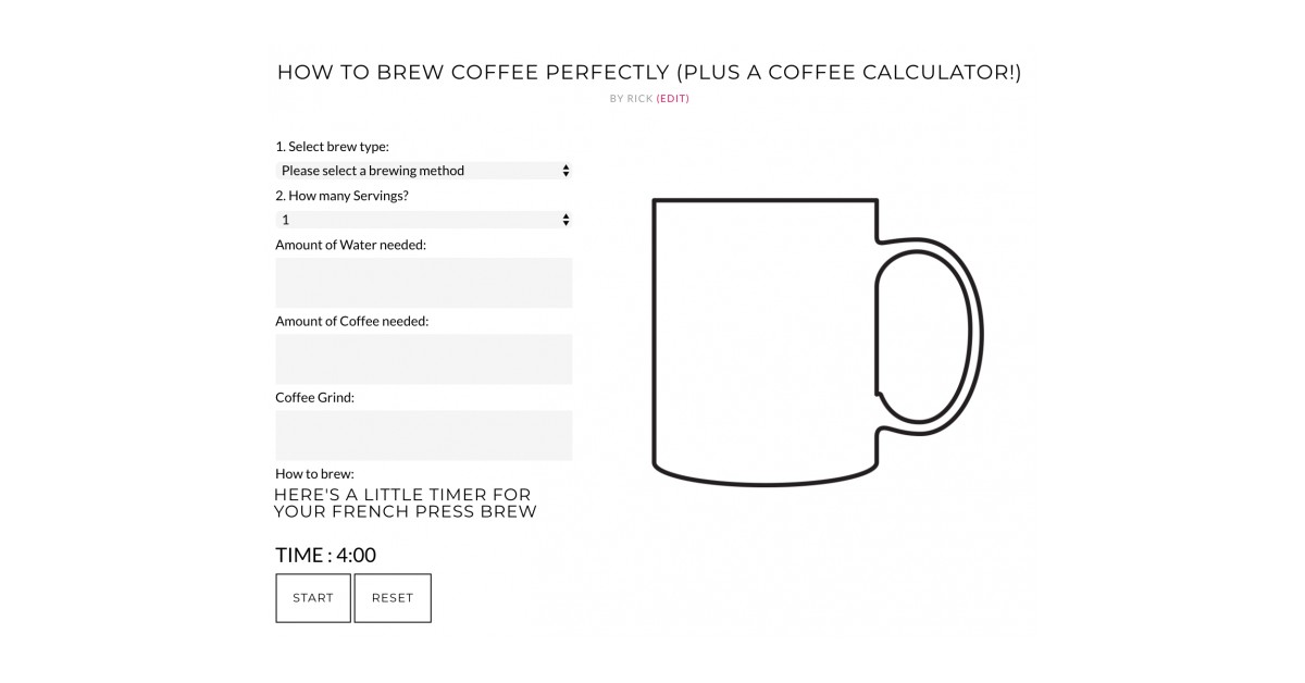 Coffee in My Veins Launches Coffee Calculator to Help Coffee Lovers