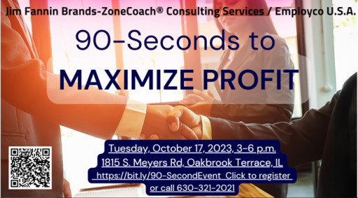Jim Fannin Brands & ZoneCoach Consulting Services Host '90-Seconds to Maximize Profit' Event on Oct. 17 for Business Leaders