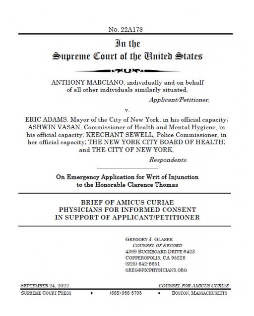 Physicians for Informed Consent Files Amicus Curiae Brief With Supreme Court of the United States Supporting Workers' Rights to Refuse COVID-19 Vaccination