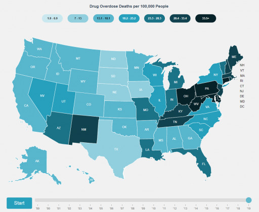 RehabAid's Interactive Map Reveals the Extent of America's Rising Drug Overdose Epidemic