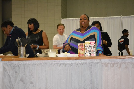 Cooking Pavilion Chef "Melba" Cooks Waffles For The Crowd At The Circle of Sisters 2015 Expo
