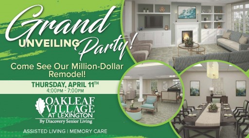 Discovery Senior Living's Oakleaf Village At Lexington Announces Million-Dollar Designer Remodel