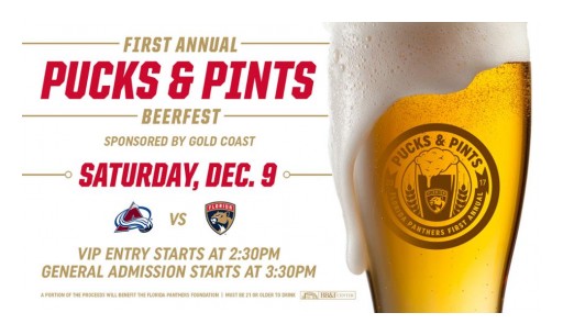 Florida Panthers to Host 'Pucks & Pints' Presented by Gold Coast Beverage on Saturday, Dec. 9