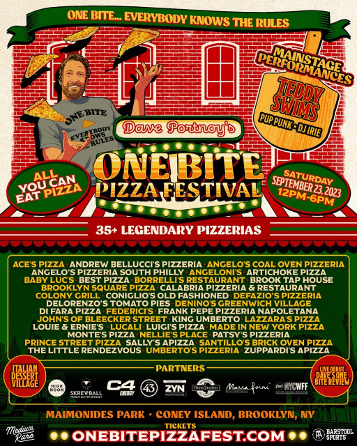Introducing Dave Portnoy's One Bite Pizza Festival, Saturday, Sept. 23, 2023, at Maimonides Park, Coney Island, New York