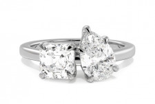 Ritani Two-Stone Pear and Asscher White Gold Engagement Ring