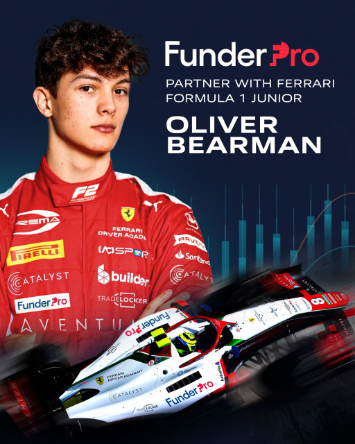 New Prop Trading Firm FunderPro Sponsors Ferrari F1 Protégé & Youngest British Formula 2 Driver Ollie Bearman