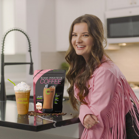 Brooke Hyland has co-branded a flavor of Birthday Cake Protein Iced Coffee by Chike Nutrition