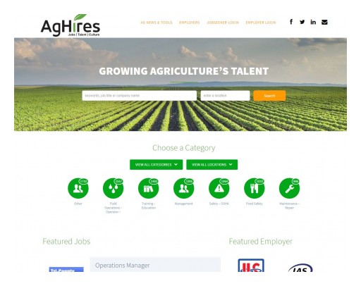 AgHires Launches its Redesigned Job Board and Recruiting Platform for Agriculture