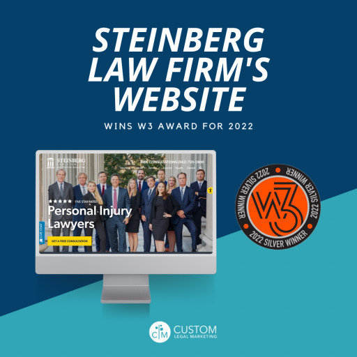 Custom Legal Marketing Wins W3 Award for Steinberg Law Firm’s Website