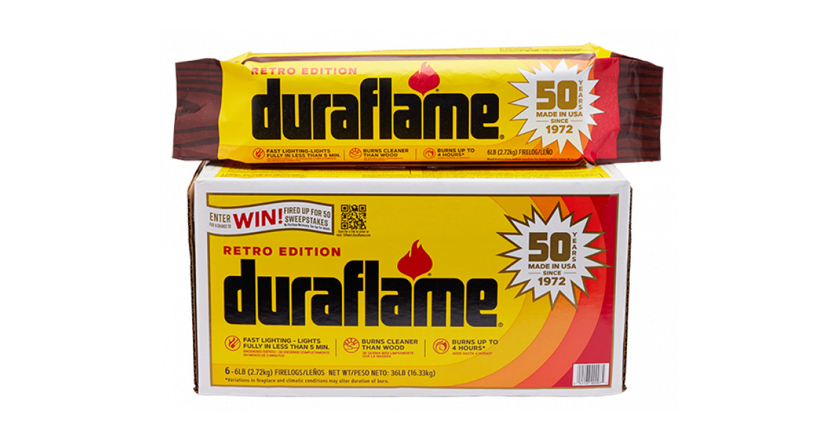 Celebrating 50 Years, Duraflame, One of America's Most Iconic Brands,  Brings Back Retro Packaging and Launches 'Fired Up for 50' Sweepstakes With  a $50,000 Grand Prize | Newswire