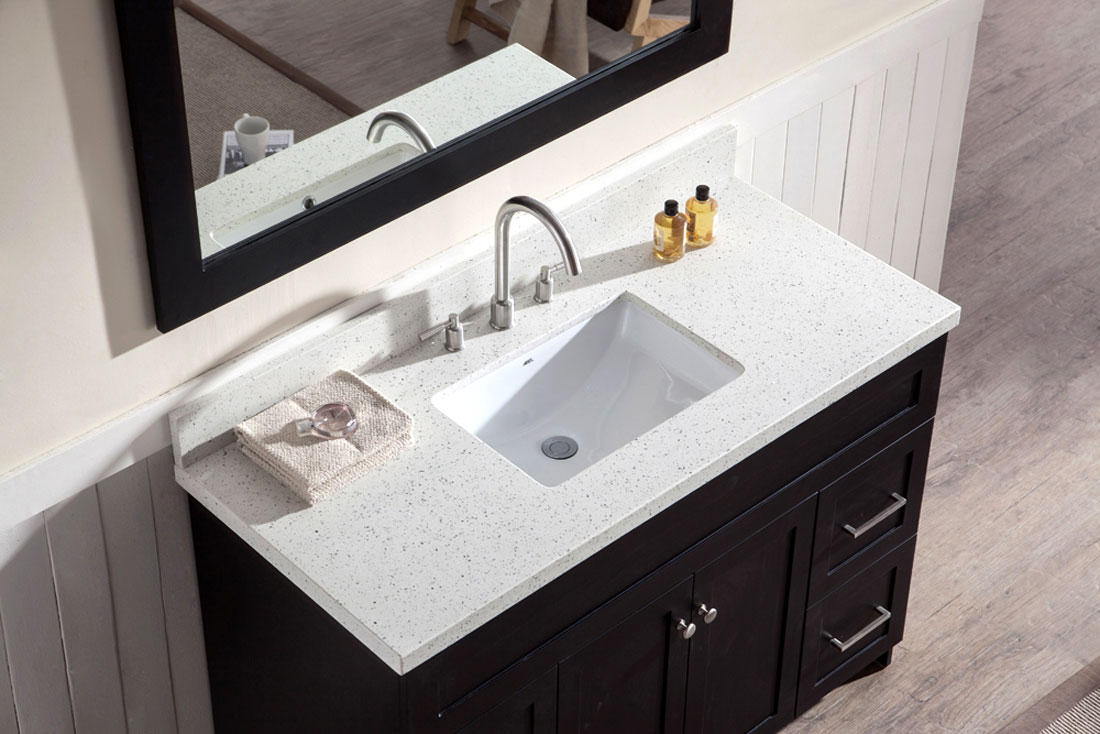 White Quartz Countertop Bathroom