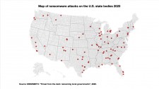 Map of ransomware attacks on the U.S. state bodies 2020
