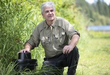 M. Banfield in the field with CDC mosquito trap