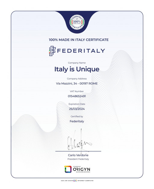 Tradition Meets Innovation—A Digital Certificate for Authentic Italian Products
