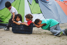 Refugee Children Playing Around the Camp