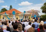 THE FALLING OF THE BRIGHT BLUE RIBBON, signaling the re-dedication of the center, brought the gathered dignitaries, neighbors, community leaders, students and their families, to their feet. The new center on Clearwater's Fort Harrison Avenue reflects the continued commitment by Scientologists to the Greater Clearwater Community.