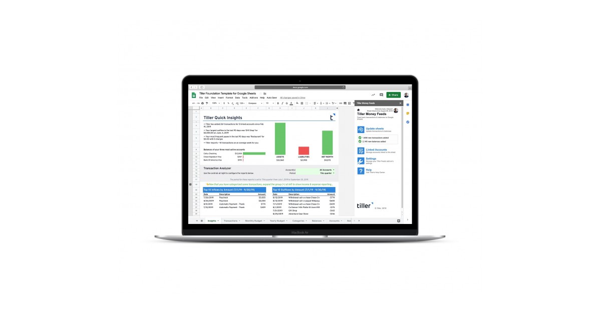 Tiller Money Launches New Google Sheets Platform to Instantly Automate