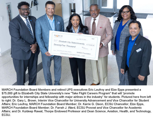 The MARCH Foundation Announces $75000 Gift to Elizabeth City State Universitys Pilot Training Program