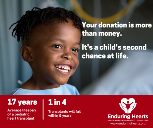 Enduring Hearts Donates Funds to Pediatric Heart Transplant