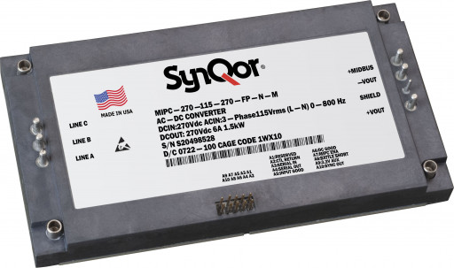 SynQor® Releases a Military Grade 3-Phase AC or 270 Vdc Input Power Conditioner Module (MIPC-270-115-270-FP)