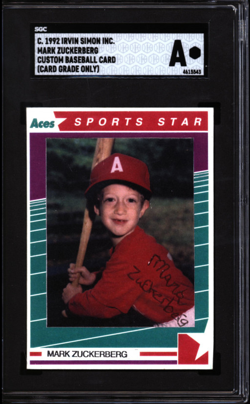Mark Zuckerberg Little League Card Auction, Along With Its NFT, Sept. 24-25 at ComicConnect.com