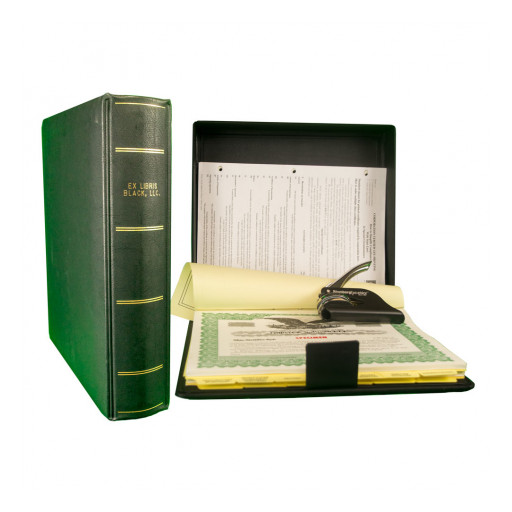 New Ex Libris® Corporate/LLC Kit and Presentation Binder in Black Suede Vinyl