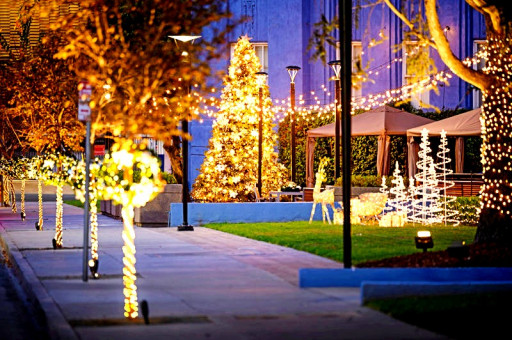 Holiday lights at the Church of Scientology Los Angeles