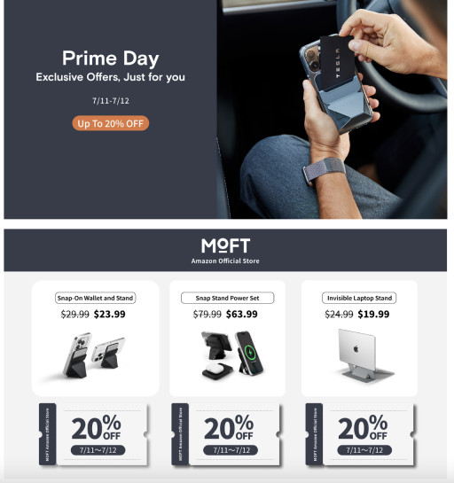 MOFT Amazon Official Store Announces Prime Day Special Discounts of Up to 20% Off Signature Laptop, Phone and Tablet Stands, July 11 and 12, 2023