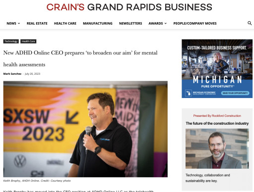 ADHD Online Featured in Local Business Publication With Newswire’s Help
