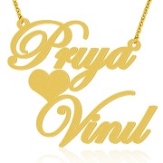 Double Strength Middle Heart Name Necklace
