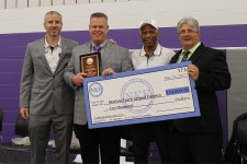 NEF Chairman Dr. Kuttan (third from left) presents the 2017 STEM Leadership Award of $10,000 to Martins Ferry Schools, OH