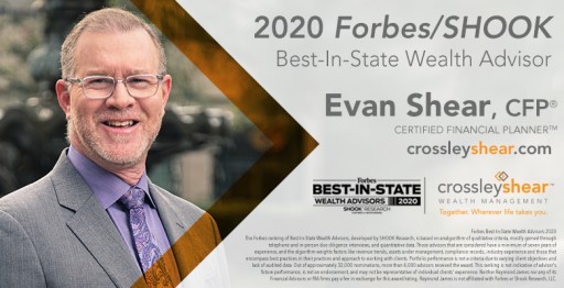For a 3rd Consecutive Year, CrossleyShear Wealth Management's Evan Shear Named to Forbes' 2020 List of Top Wealth Advisors