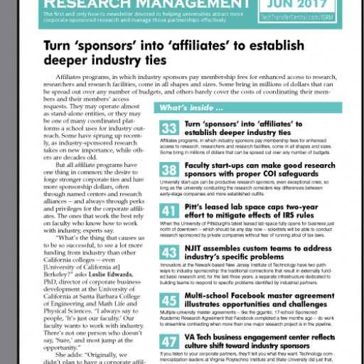 New Publication Industry-Sponsored Research Management Helps Universities Offset Cuts to Federal Funding by Building Corporate Partnerships