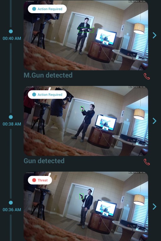 Gun detection example of alert in Athena's app