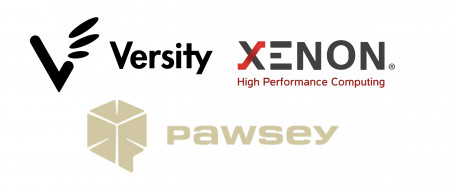 Versity, Xenon, and Pawsey logos
