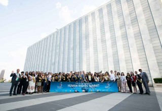 The United Nations in New York with the Youth Delegates of the 14th annual Human Rights Summit of Youth for Human Rights International