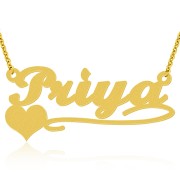Gold Plated Personal Left Sided Heart Name Necklace