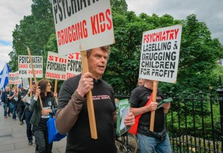 Citizens Commission on Human Rights protests psychiatrists drugging children for profit at the Royal College of Psychiatry Annual Convention in Edinburgh
