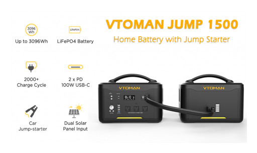 VTOMAN Announces Launch of Jump 1500 - World's 1st Expandable-Capacity Power Station w/ Jump Starter