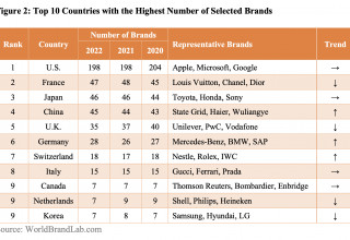 Top 10 Countries with the Highest Number of Selected Brands