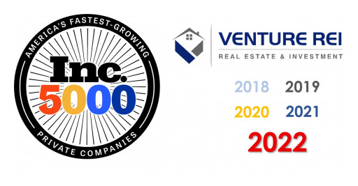 Venture REI Has Been Named to the 2022 Inc. 5000 List of the Fastest-Growing Private Companies in America for the 5th Consecutive Year