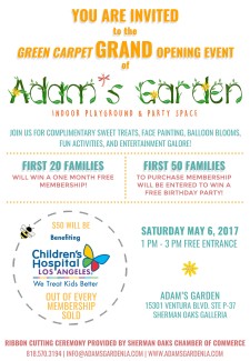 Adam’s Garden Launches First Location at Sherman Oaks Galleria With Green Carpet Grand Opening Event Benefiting Children’s Hospital Los Angeles