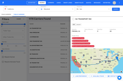 Parade's New Carrier Procurement Tool Helps Brokers Uncover the Most Active Carriers on Every Lane in America