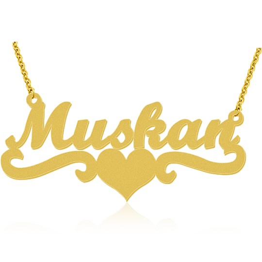 Middle Heart Gold Plated Name Necklace